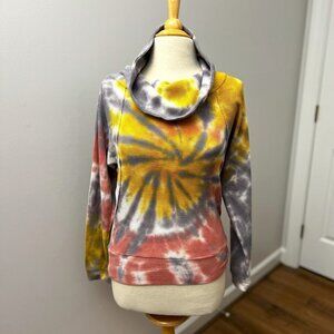 Anthropologie Pilcro Angie Cowl Mock Neck Waffle Pastel Tie Dye Top Sz XS
